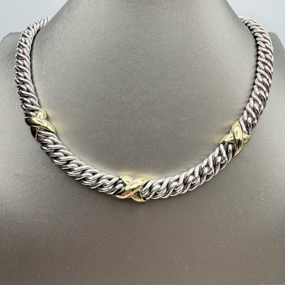 David Yurman Lyrica Triple X Link Necklace With Gold